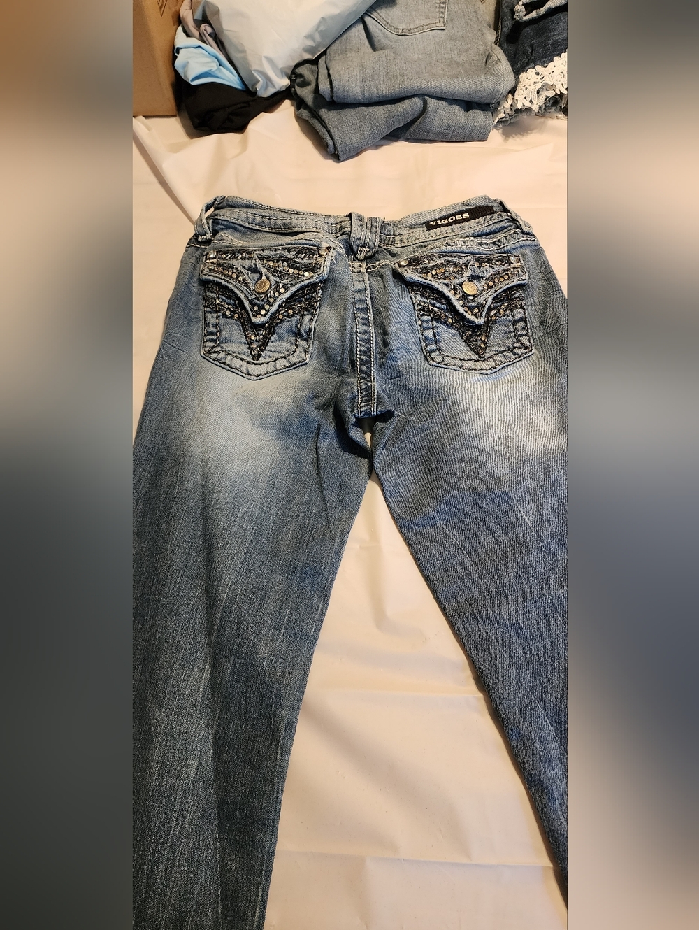 Vigoss Men's Embellished Back Pocket Jeans - Light Blue